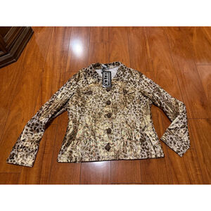Women's BEREK Blazer M Gold Brown Leopard Print